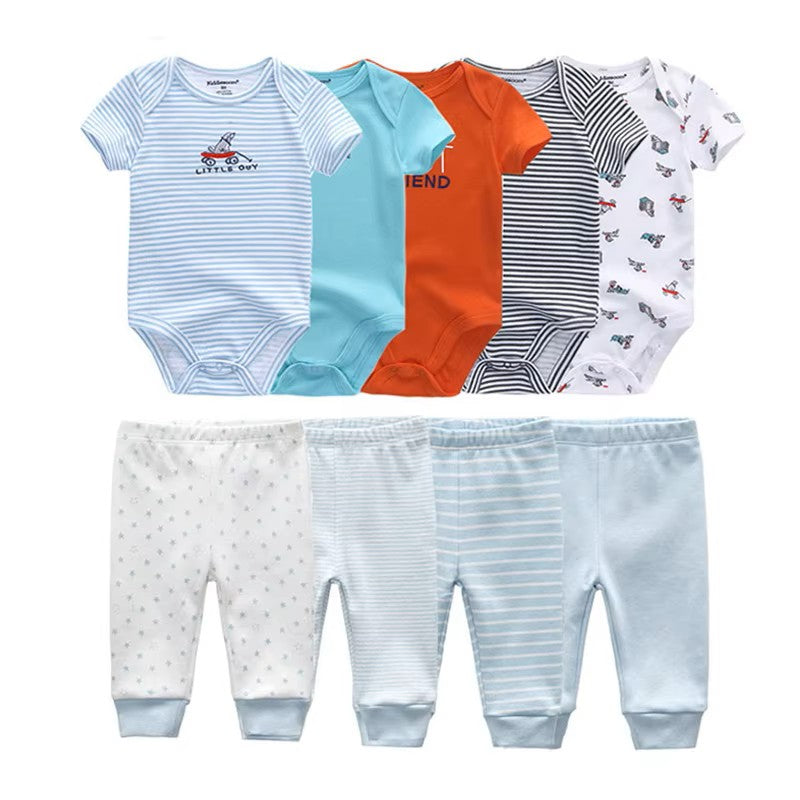 Barboteuse bébé à manches courtes ensemble- 9 pièces