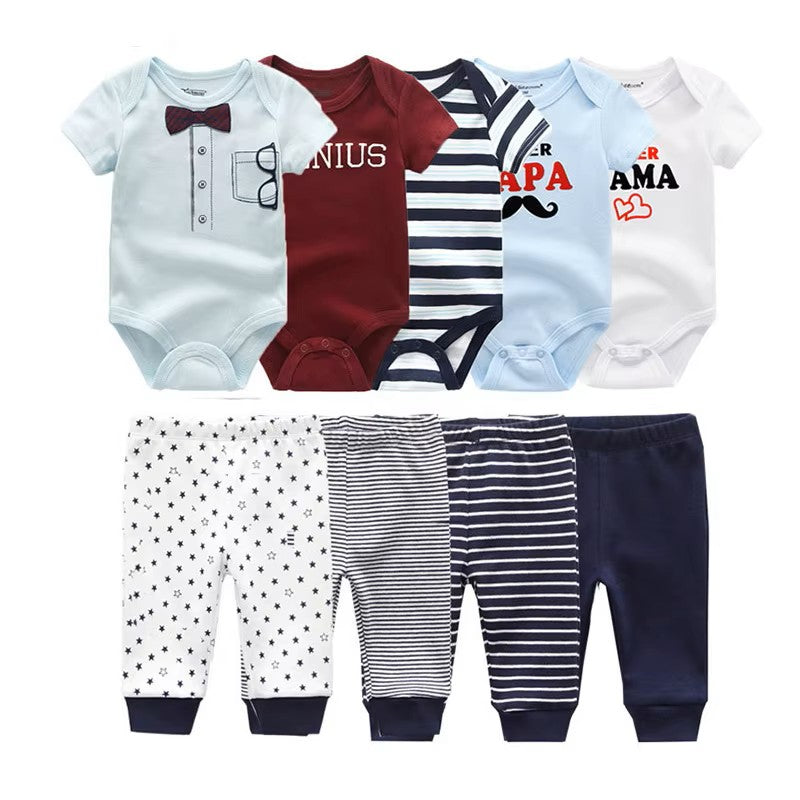 Barboteuse bébé à manches courtes ensemble- 9 pièces