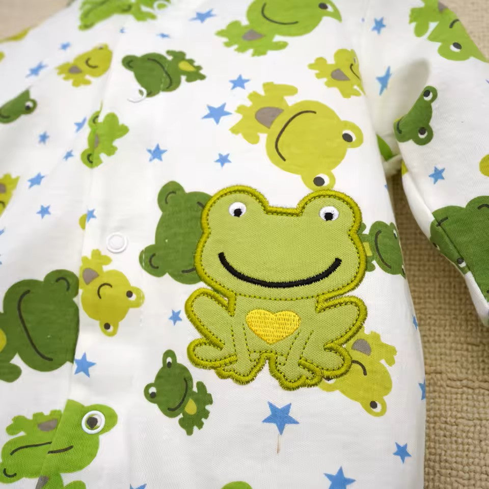 Barboteuse bébé à manches longues imprimé grenouille