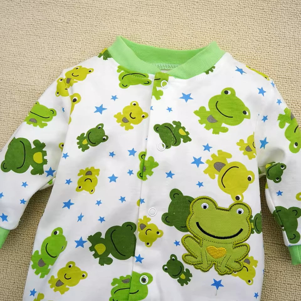 Barboteuse bébé à manches longues imprimé grenouille
