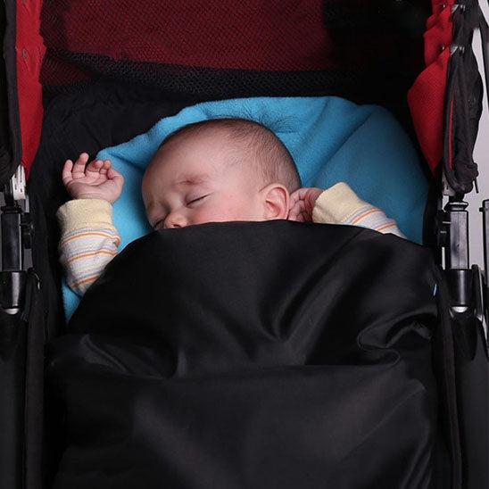 Chancelière poussette bébé- noir/bleu