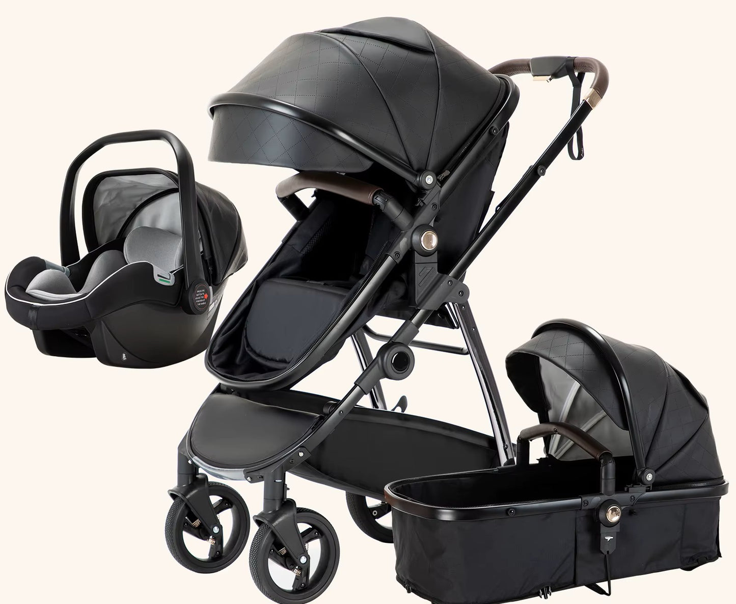 Poussette bébé 3 en 1 noir