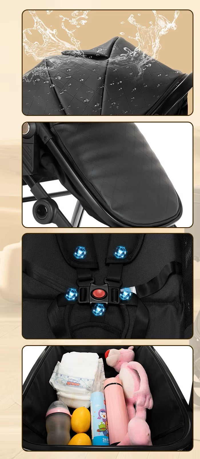 Poussette bébé 3 en 1 noir
