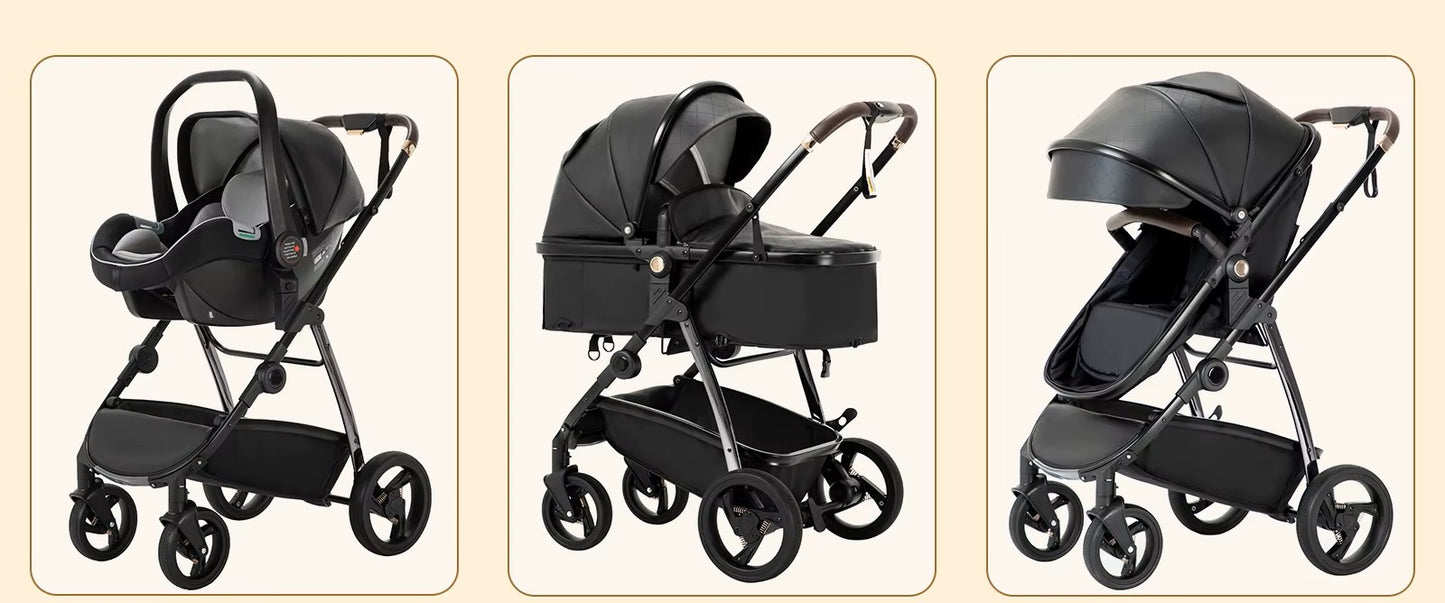 Poussette bébé 3 en 1 noir